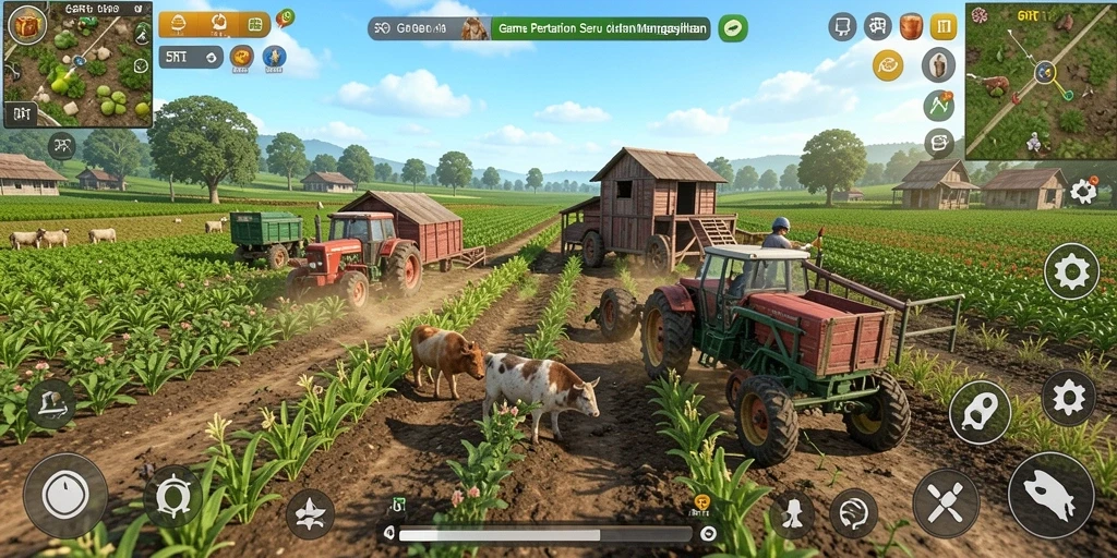 Menampilkan gameplay yang seru saat bertani di 5RT.