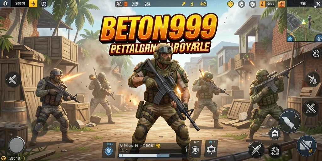 Tampilan gameplay BETON999 yang intens dan menegangkan dalam pertarungan Battle Royale.