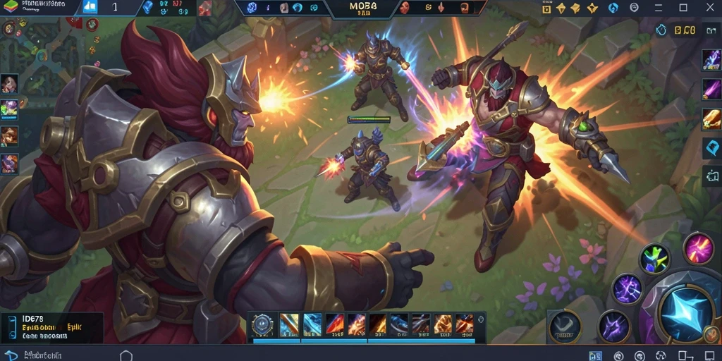 Screenshot utama ID678 menampilkan aksi seru pertandingan MOBA.