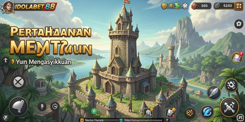 Tangkapan layar gameplay <strong>IDOLABET88</strong> menampilkan pertahanan menara melawan gelombang musuh.