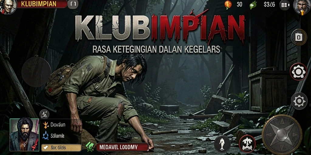 Tampilan gameplay KLUBIMPIAN yang mencekam dan seram.